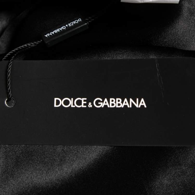 Pre Owned Dolce & Gabbana Black Tulip Printed Crepe Short Shift Dress L