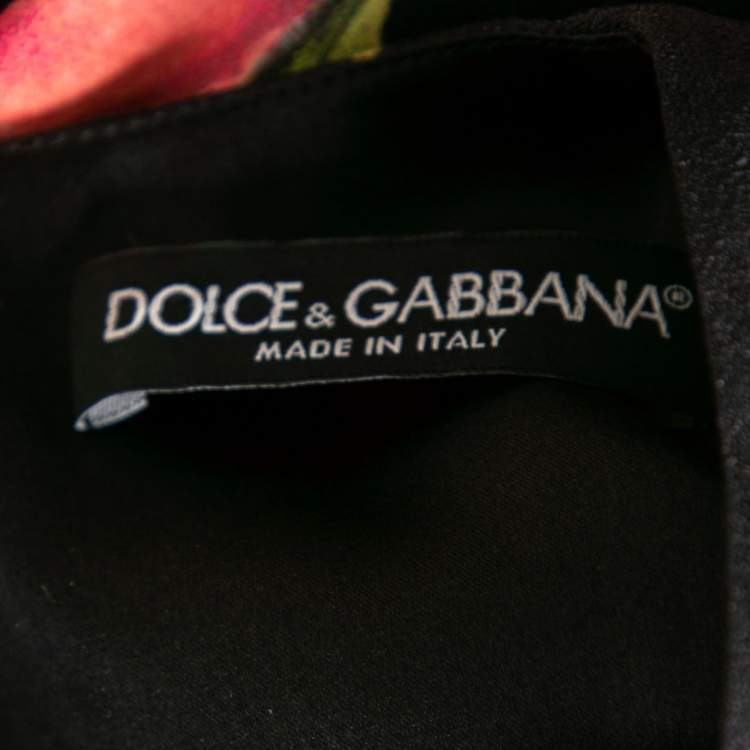 Pre Owned Dolce & Gabbana Black Tulip Printed Crepe Short Shift Dress L