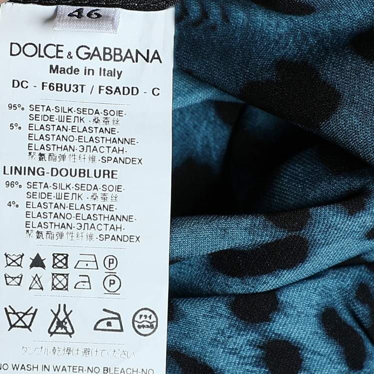 Pre Owned Dolce & Gabbana Blue and Black Leopard Print Strapless Belted Maxi Dress L