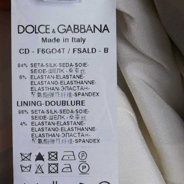 Pre Owned Dolce & Gabbana White Floral Printed Silk Draped Dress M