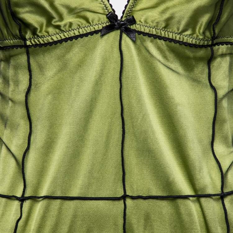 Pre Owned Dolce & Gabbana Underwear Green Silk & Tulle Sleeveless Camisole XL