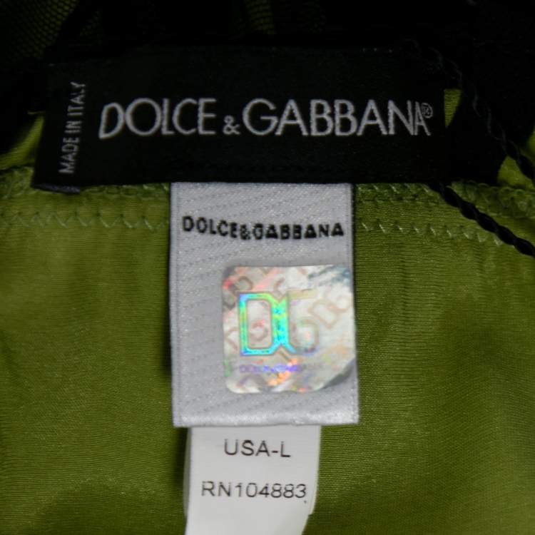 Pre Owned Dolce & Gabbana Underwear Green Silk & Tulle Sleeveless Camisole XL