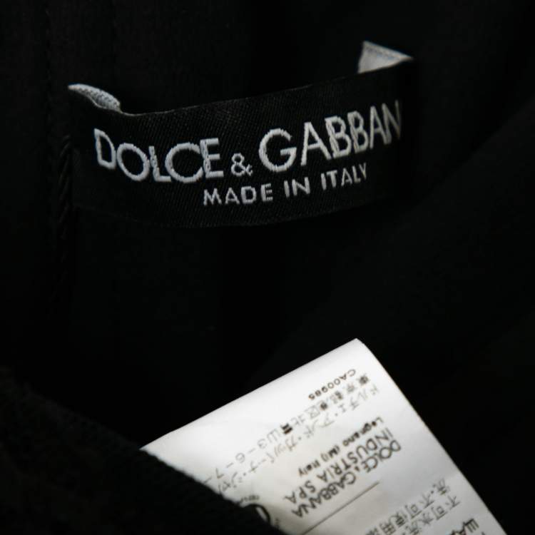 Pre Owned Dolce & Gabbana Black Lace & Satin Draped Asymmetric Corset Dress M