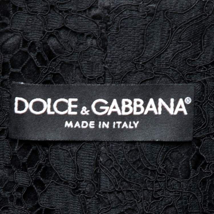 Pre Owned Dolce & Gabbana Black Textured Jacquard Satin Trimmed Blazer Jacket M