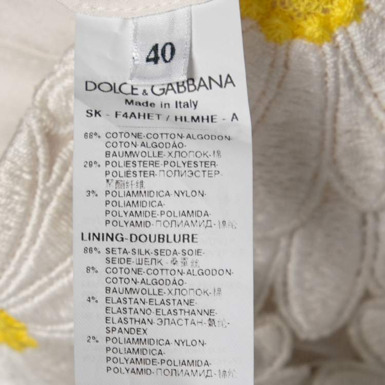 مملوكة مسبقًا Dolce & Gabbana White Sunflower Guipure Lace Midi Skirt S
