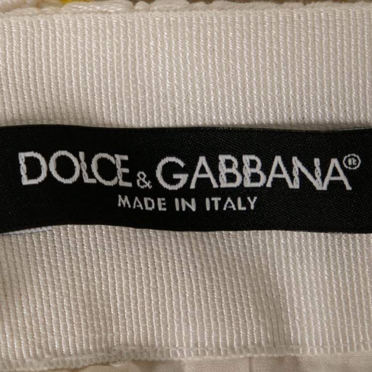 مملوكة مسبقًا Dolce & Gabbana White Sunflower Guipure Lace Midi Skirt S