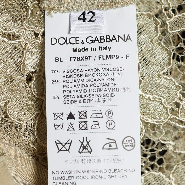 Pre Owned Dolce & Gabbana Green Floral Lace Top M
