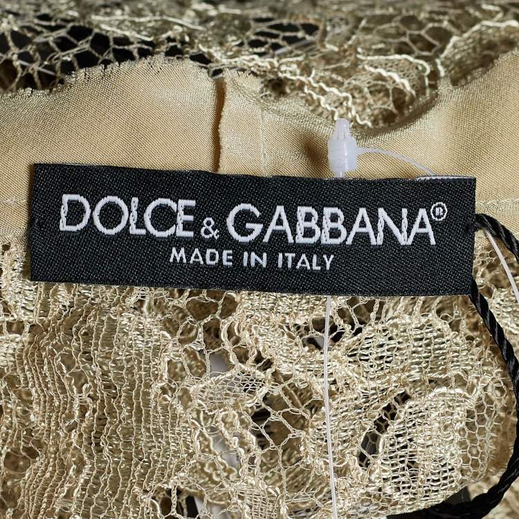 Pre Owned Dolce & Gabbana Green Floral Lace Top M