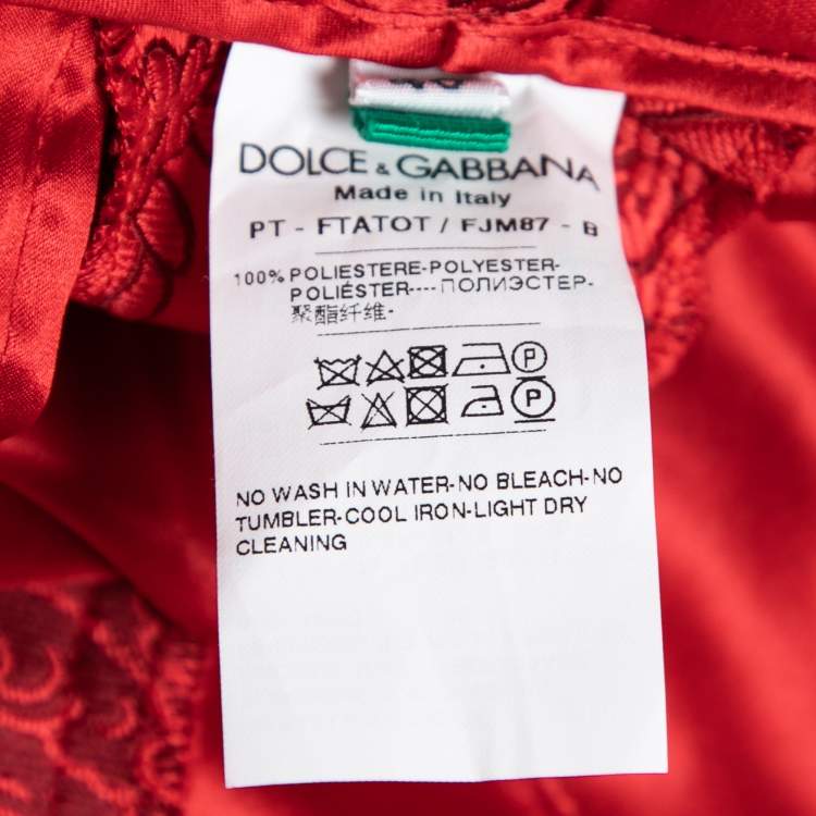 Pre Owned Dolce & Gabbana Red Jacquard Trousers S