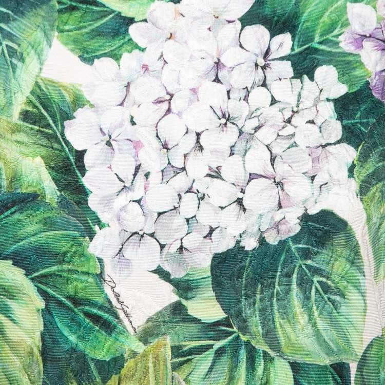 Pre Owned Dolce & Gabbana Multicolor Cotton Hydrangea Print A line Dress S