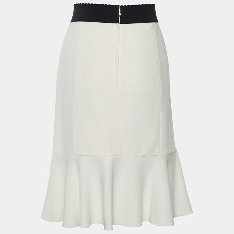 مملوكة مسبقًا Dolce & Gabbana White Crepe Flared Skirt M