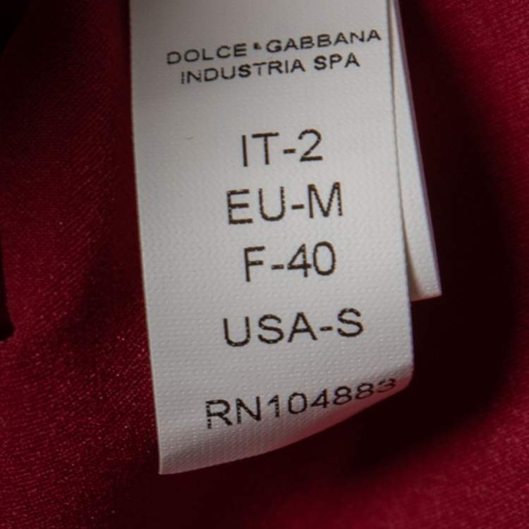 Pre Owned Dolce & Gabbana Red Satin Ruffled Lace Trimmed Belted Robe M
