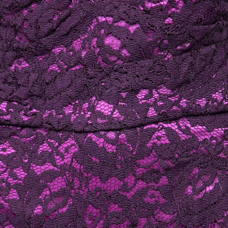 Pre Owned Dolce & Gabbana Purple Lace Sleeveless Dress S