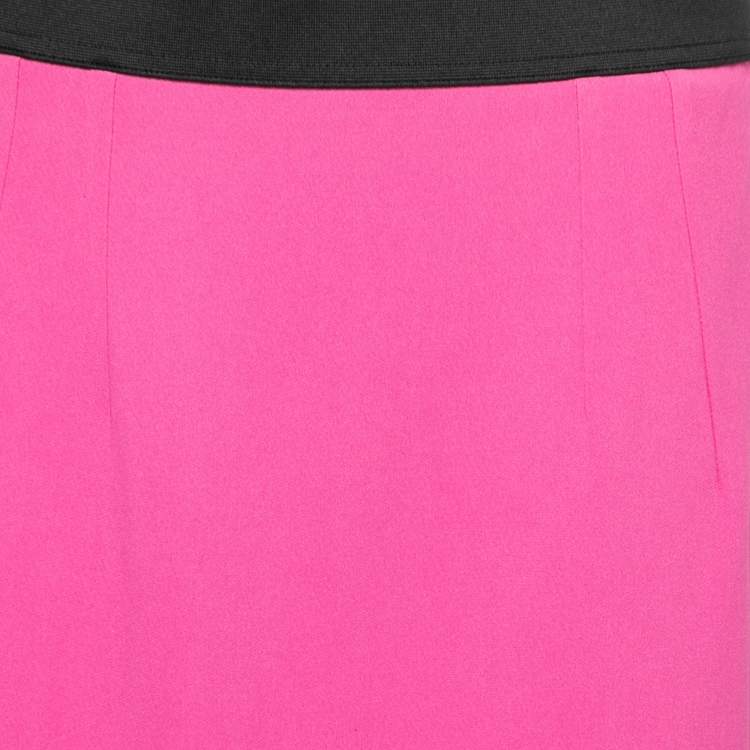 Pre Owned Dolce & Gabbana Pink Crepe Midi Skirt L