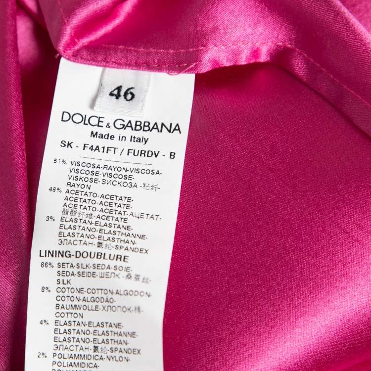 Pre Owned Dolce & Gabbana Pink Crepe Midi Skirt L