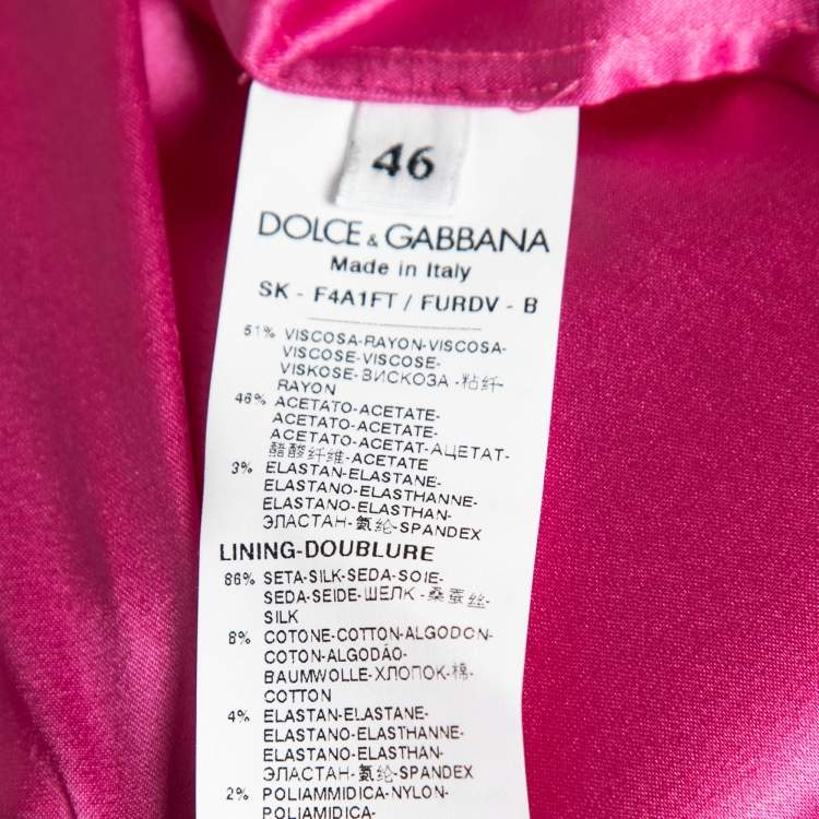 Pre Owned Dolce & Gabbana Pink Crepe Midi Skirt L