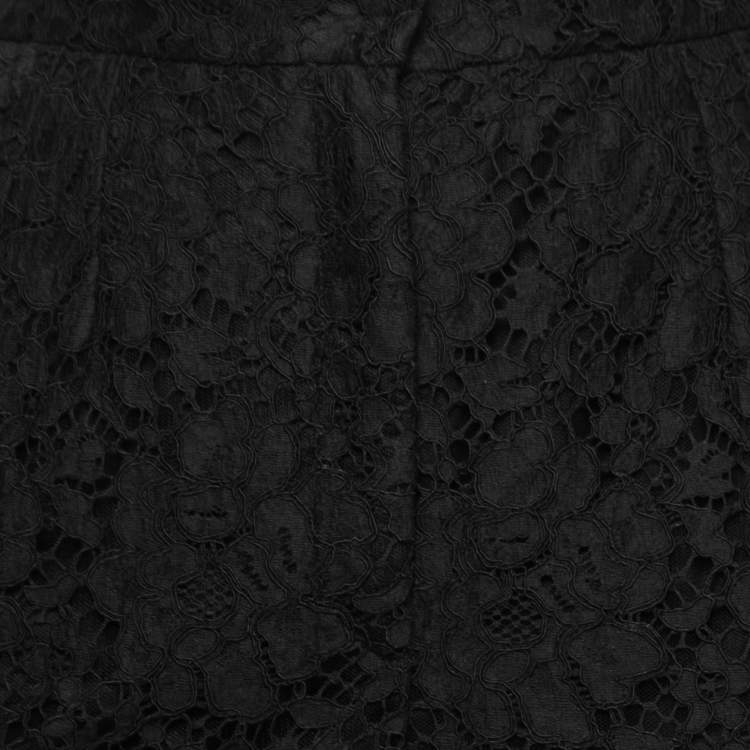 Pre Owned Dolce & Gabbana Black Lace Straight Pants S Waist: 34"