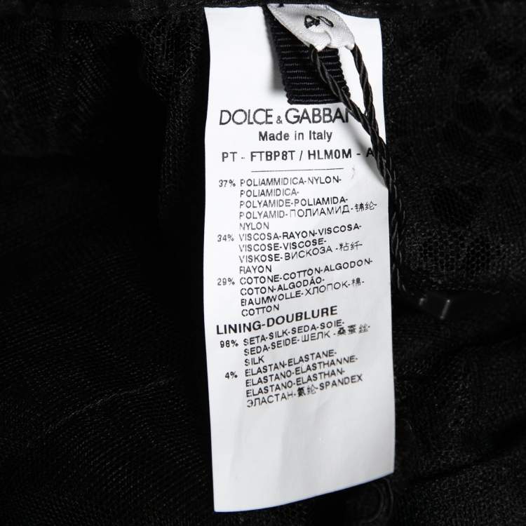 Pre Owned Dolce & Gabbana Black Lace Straight Pants S Waist: 34"
