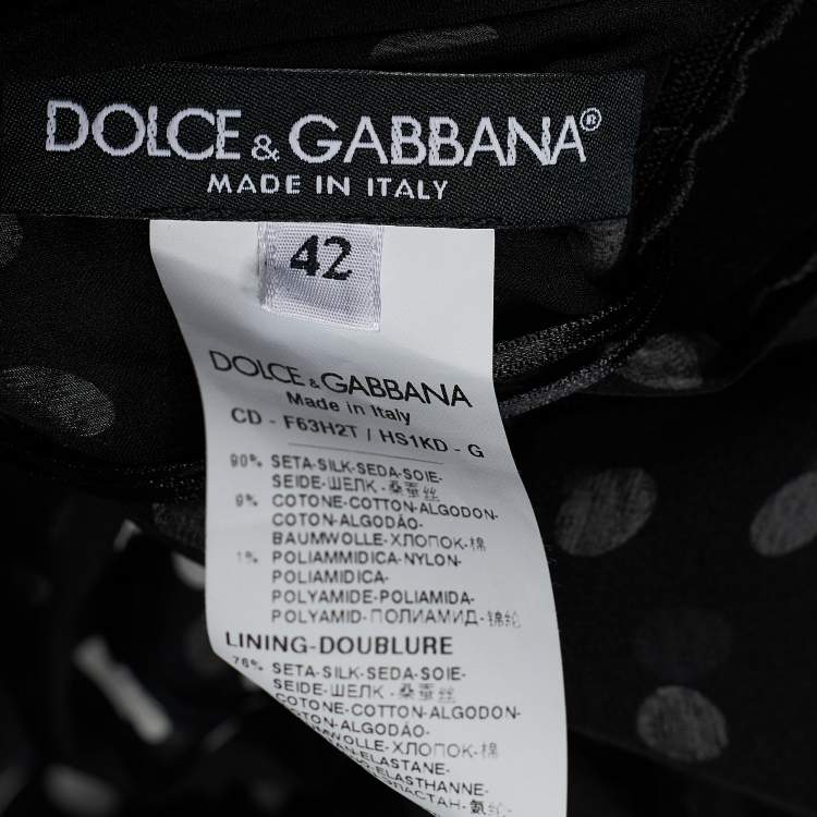 Pre Owned Dolce & Gabbana Black Polka Dot Silk Ruffled Faux Wrap Midi Dress M