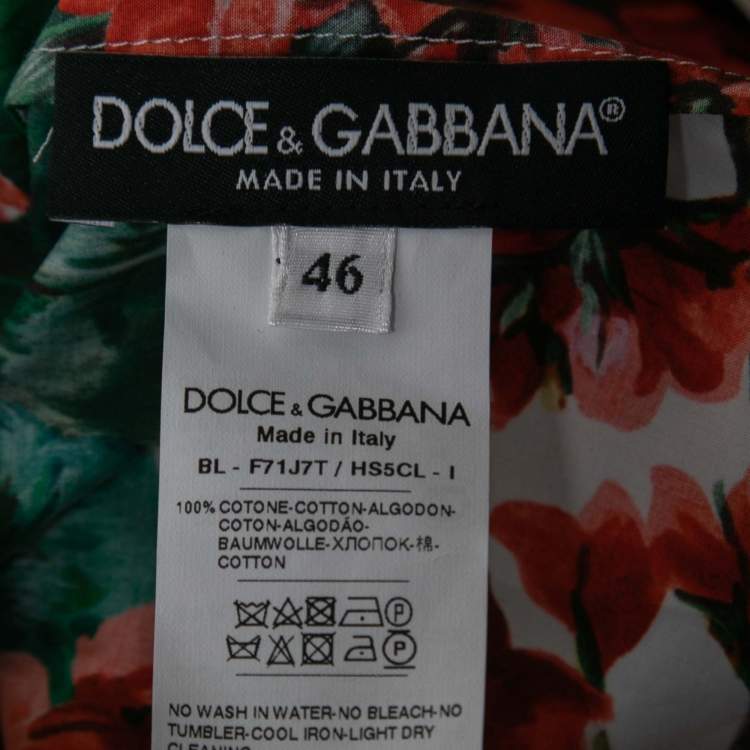 Pre Owned Dolce & Gabbana Red Floral Print Cotton Off-Shoulder Blouse L