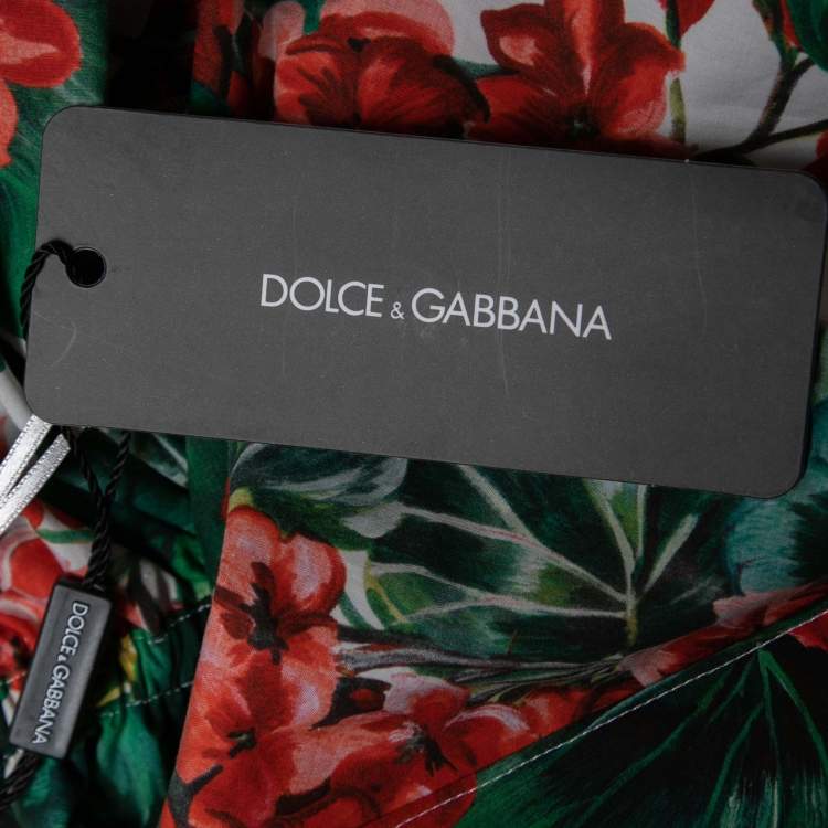 Pre Owned Dolce & Gabbana Red Floral Print Cotton Off-Shoulder Blouse L