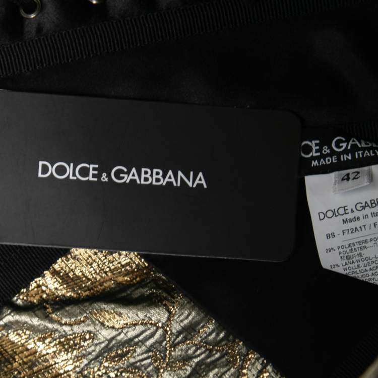 Pre Owned Dolce & Gabbana Gold Floral Lurex Jacquard Lace-Up Detail Corset Top M