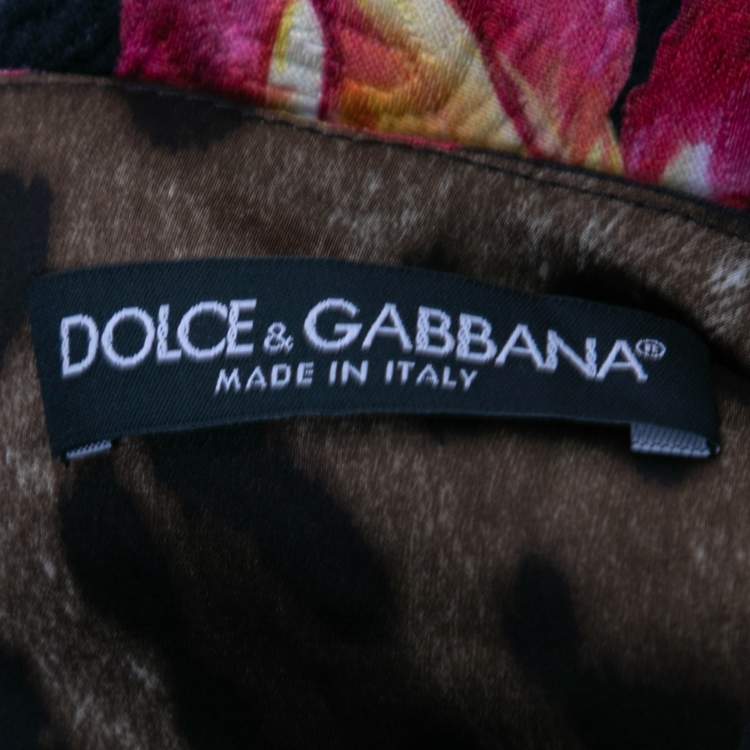 Pre Owned Dolce & Gabbana Black Floral Print Jacquard Sheath Dress S