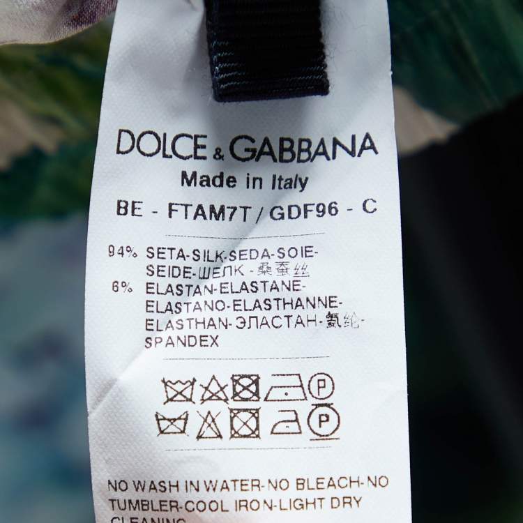 Pre Owned Dolce & Gabbana Green Hydrangea Printed Silk Pajama Shorts S