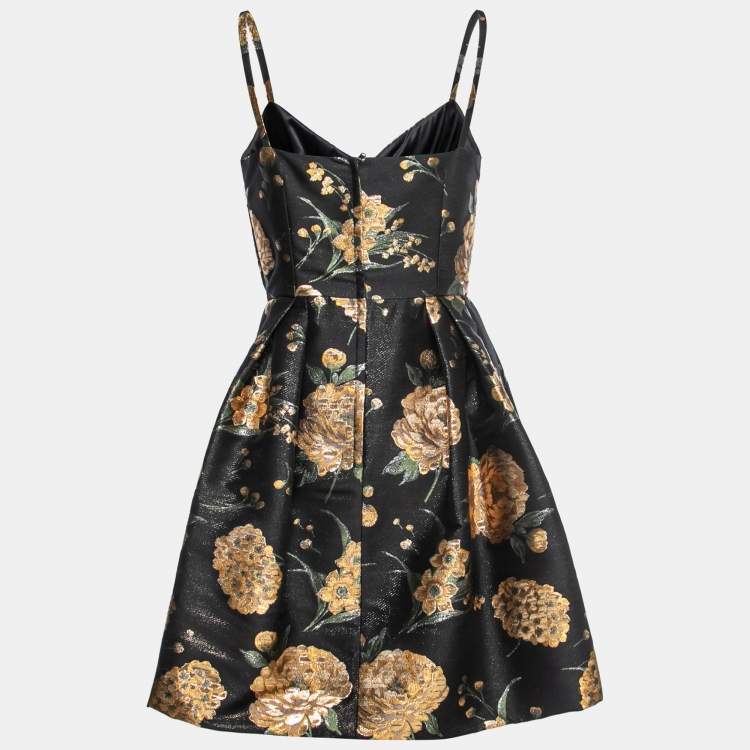 Pre Owned Dolce & Gabbana Black Metallic Floral Jacquard Mini Dress M