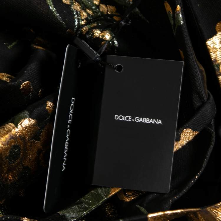 Pre Owned Dolce & Gabbana Black Metallic Floral Jacquard Mini Dress M