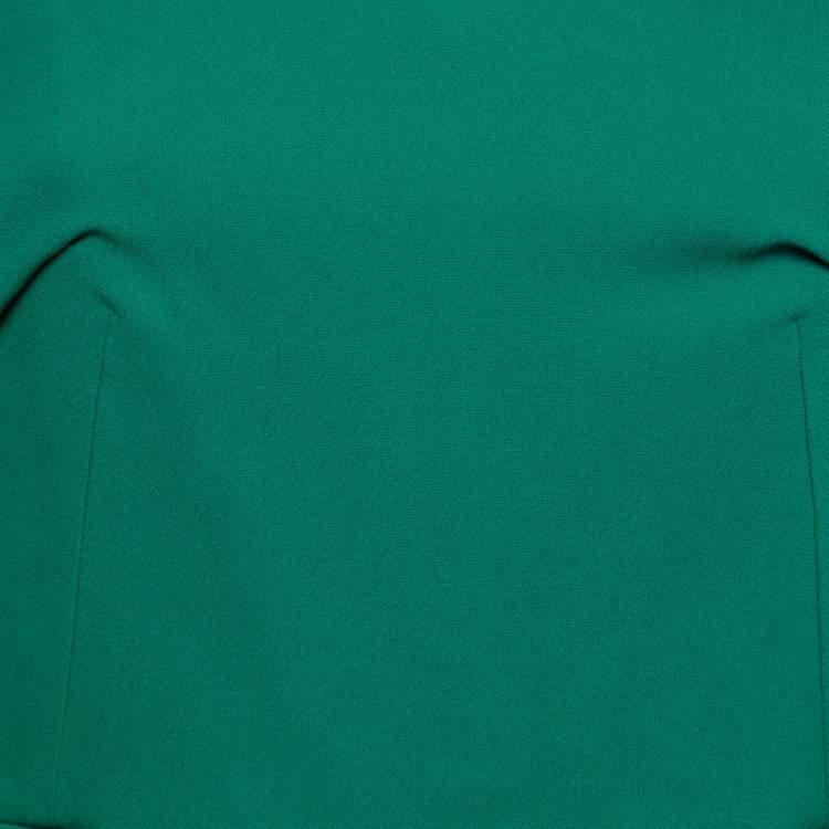 Pre Owned Dolce & Gabbana Green Crepe Square Neck Midi Dress M
