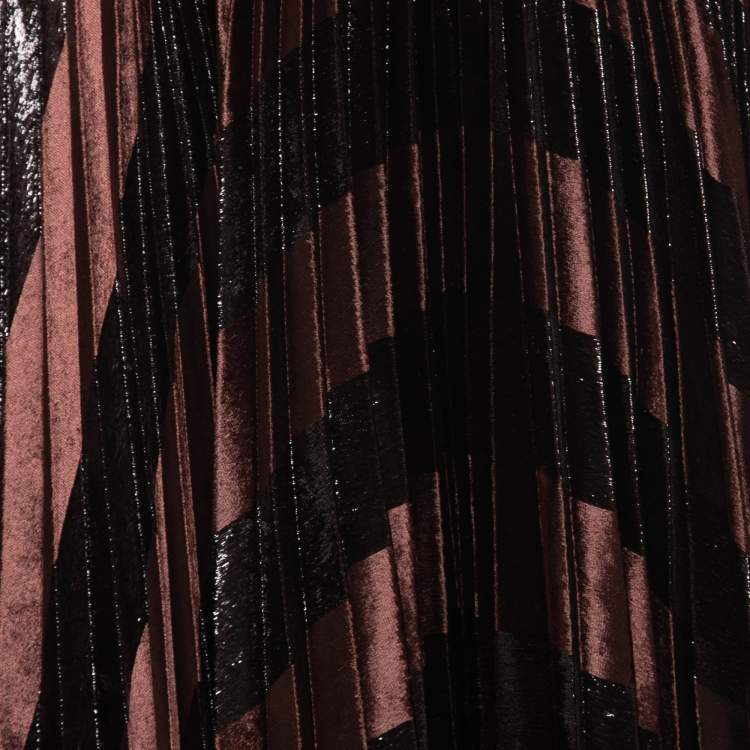 Pre Owned Dolce & Gabbana Brown Velvet Pleated Skirt S