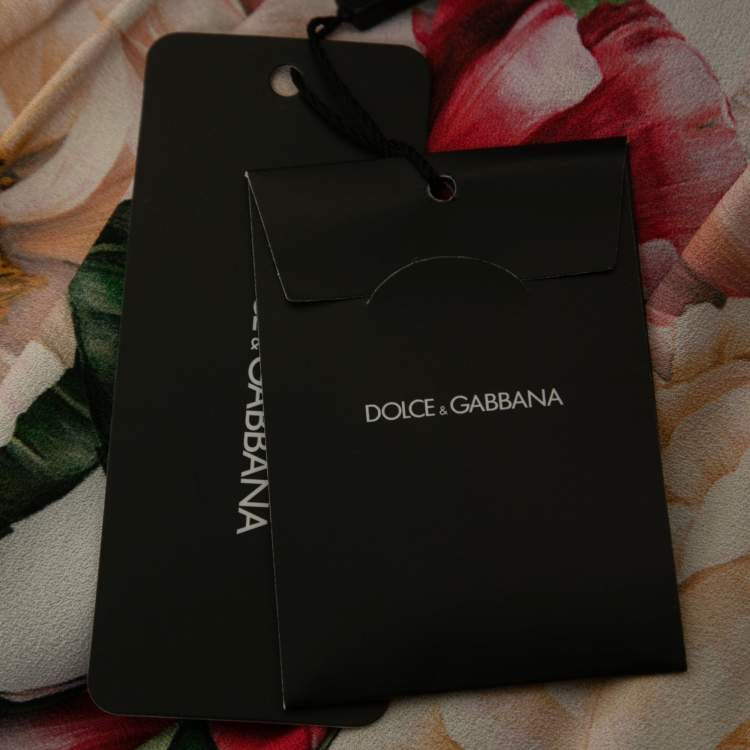 Pre Owned Dolce & Gabbana White Floral Crepe Gathered Midi Skirt XS