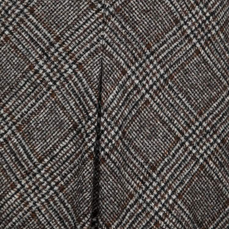 Pre Owned Dolce & Gabbana Brown Plaid Wool & Alpaca Skirt XL