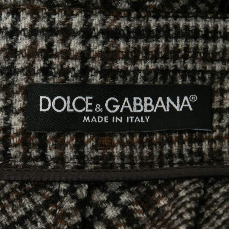 Pre Owned Dolce & Gabbana Brown Plaid Wool & Alpaca Skirt XL