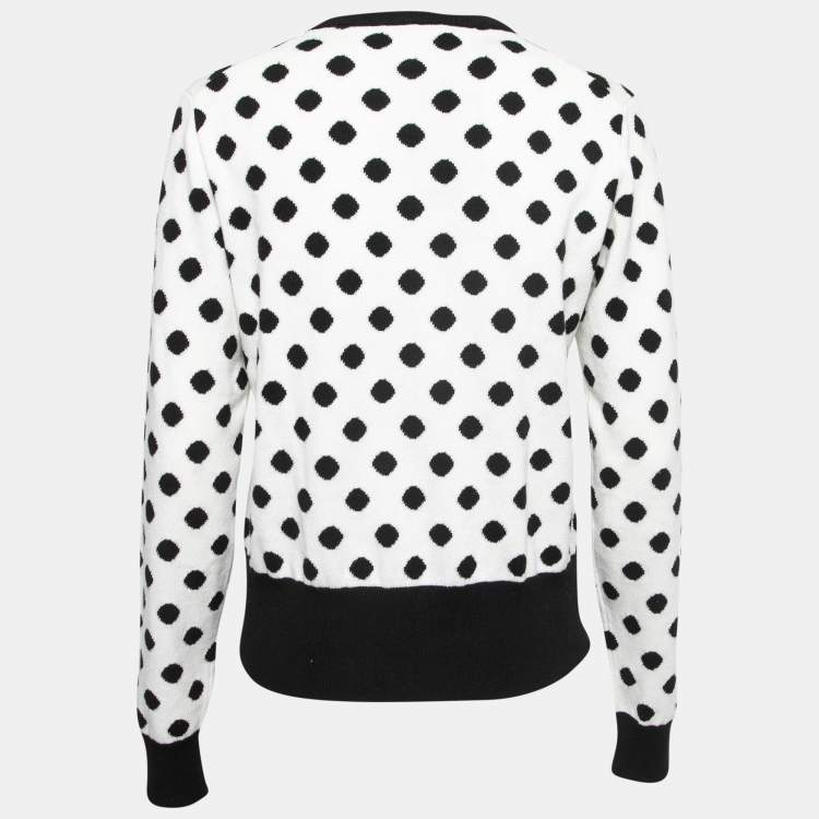 مملوكة مسبقًا Dolce & Gabbana Black & White Polka Dot Cashmere Pullover M