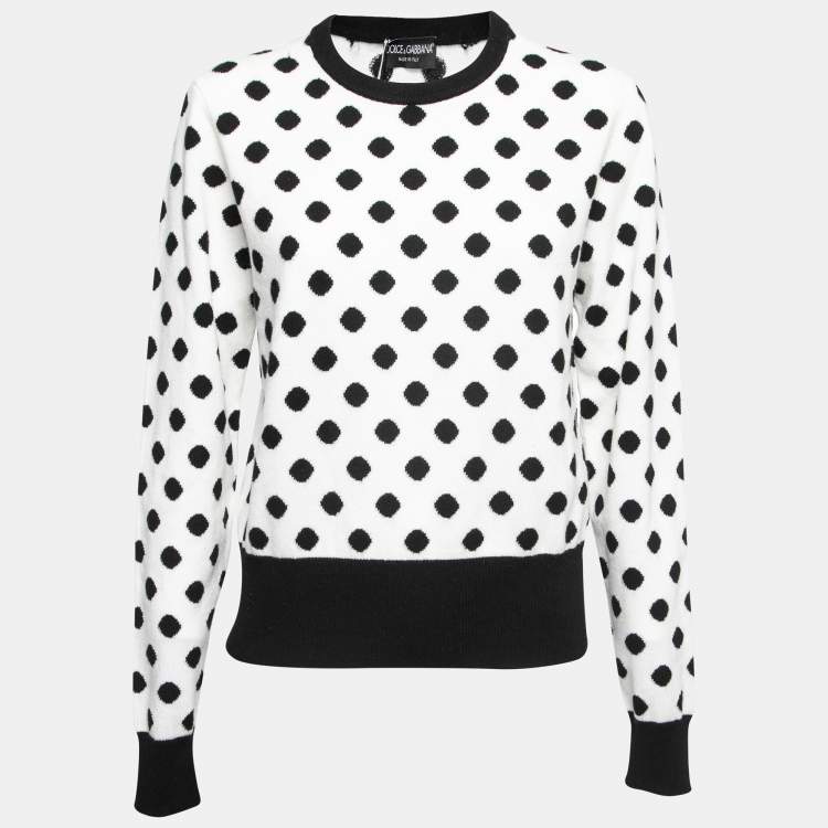 مملوكة مسبقًا Dolce & Gabbana Black & White Polka Dot Cashmere Pullover M