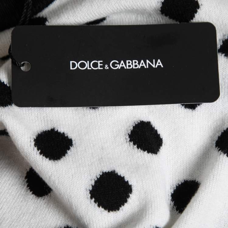 مملوكة مسبقًا Dolce & Gabbana Black & White Polka Dot Cashmere Pullover M