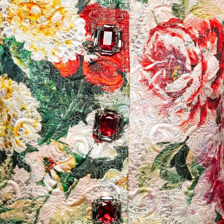Pre Owned Dolce & Gabbana Multicolor Floral Lured Jacquard Lightweight Coat S 