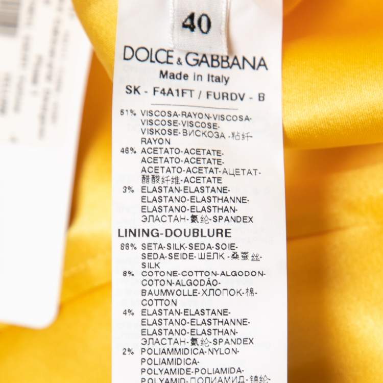 مملوكة مسبقًا Dolce & Gabbana Yellow Crepe Knee Length Skirt S