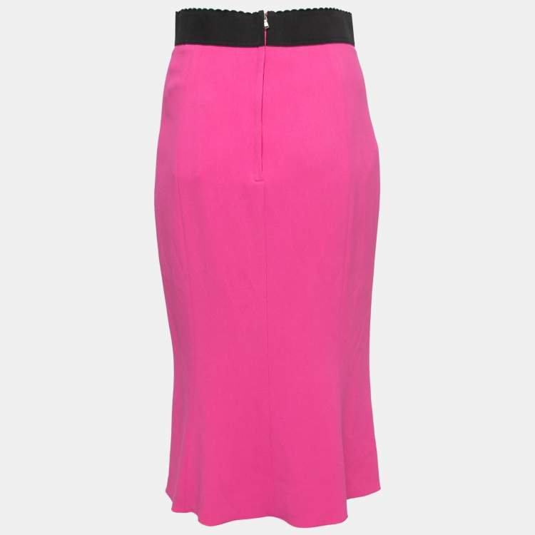 Pre Owned Dolce & Gabbana Pink Crepe Skirt S