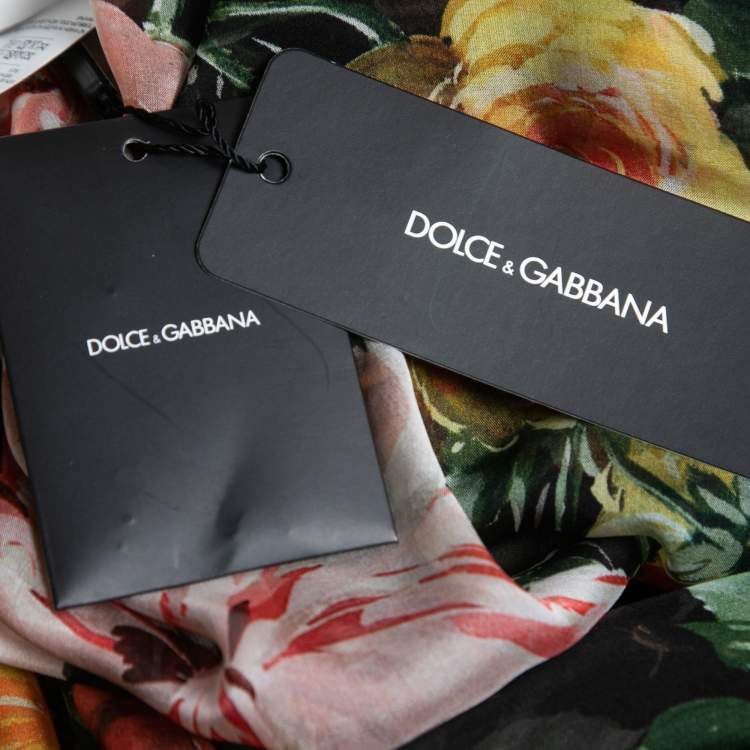 مملوكة مسبقًا Dolce & Gabbana Multicolor Floral Print Sheer Silk Blouse S