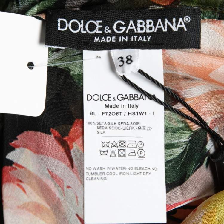 مملوكة مسبقًا Dolce & Gabbana Multicolor Floral Print Sheer Silk Blouse S