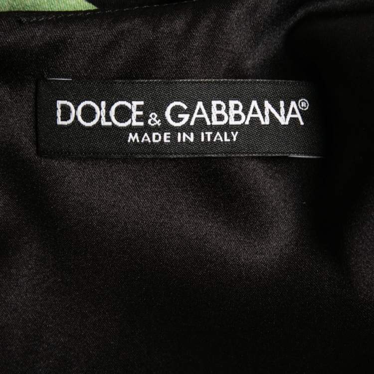 Pre Owned Dolce & Gabbana Black Floral Printed Silk Long Sleeve Dress M
