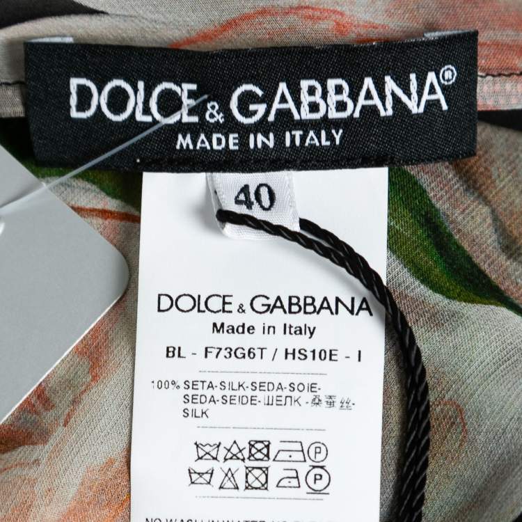 Pre Owned Dolce & Gabbana Multicolor Floral Print Crepe Silk Top S