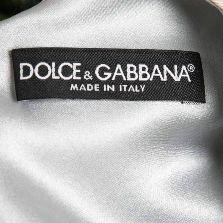 Pre Owned Dolce & Gabbana Green Hydrangea Printed Jacquard Shift Dress S