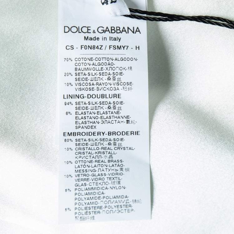Pre Owned Dolce & Gabbana Green Banana Leaf Printed Cotton Jacquard Coat M