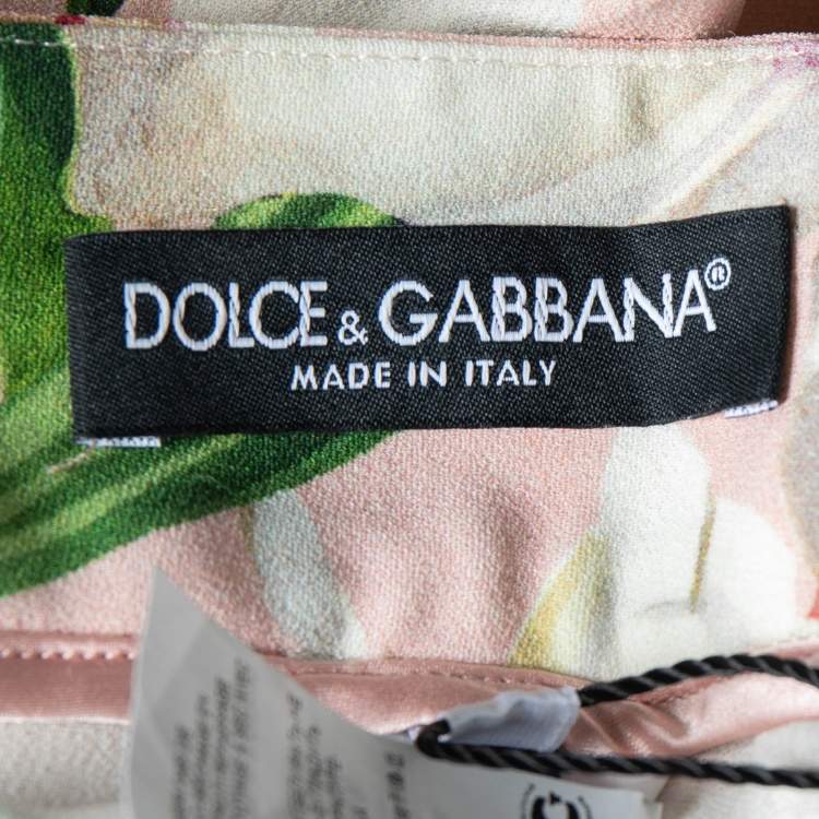 مملوكة مسبقًا Dolce & Gabbana Pink Lily Printed Crepe Tapered Legs Pants S