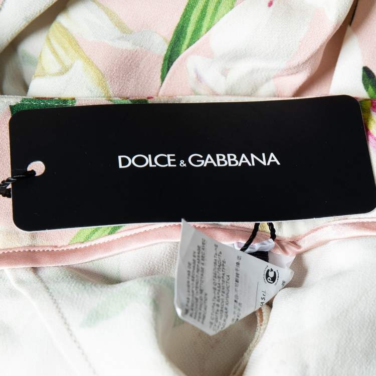 مملوكة مسبقًا Dolce & Gabbana Pink Lily Printed Crepe Tapered Legs Pants S