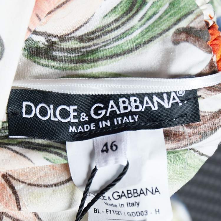 Pre Owned Dolce & Gabbana Multicolor Majolica Printed Cotton Lace Detail Off Shoulder Top L